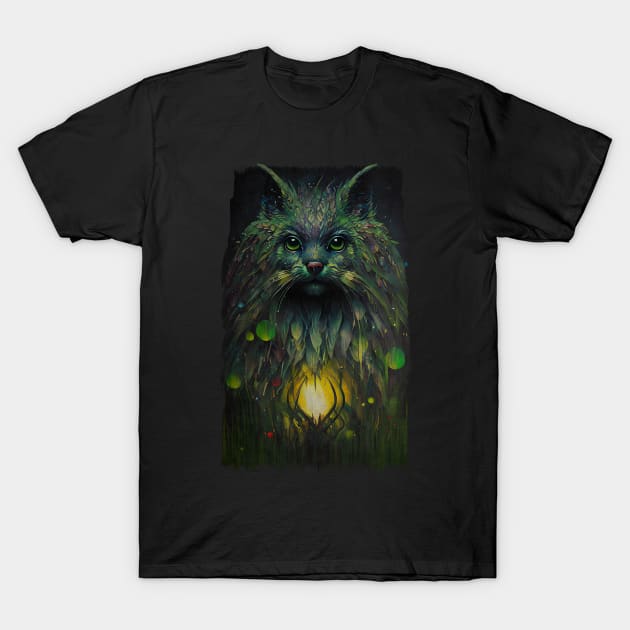 Abstract Mystical Cat Fantasy Art T-Shirt by Sandy Richter Art & Designs